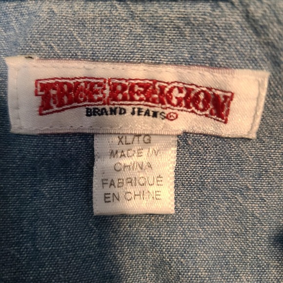 True Religion Denim Pearl Snap Shirt Womens Blue Western Cowgirl Classic‎ XL - Picture 5 of 8